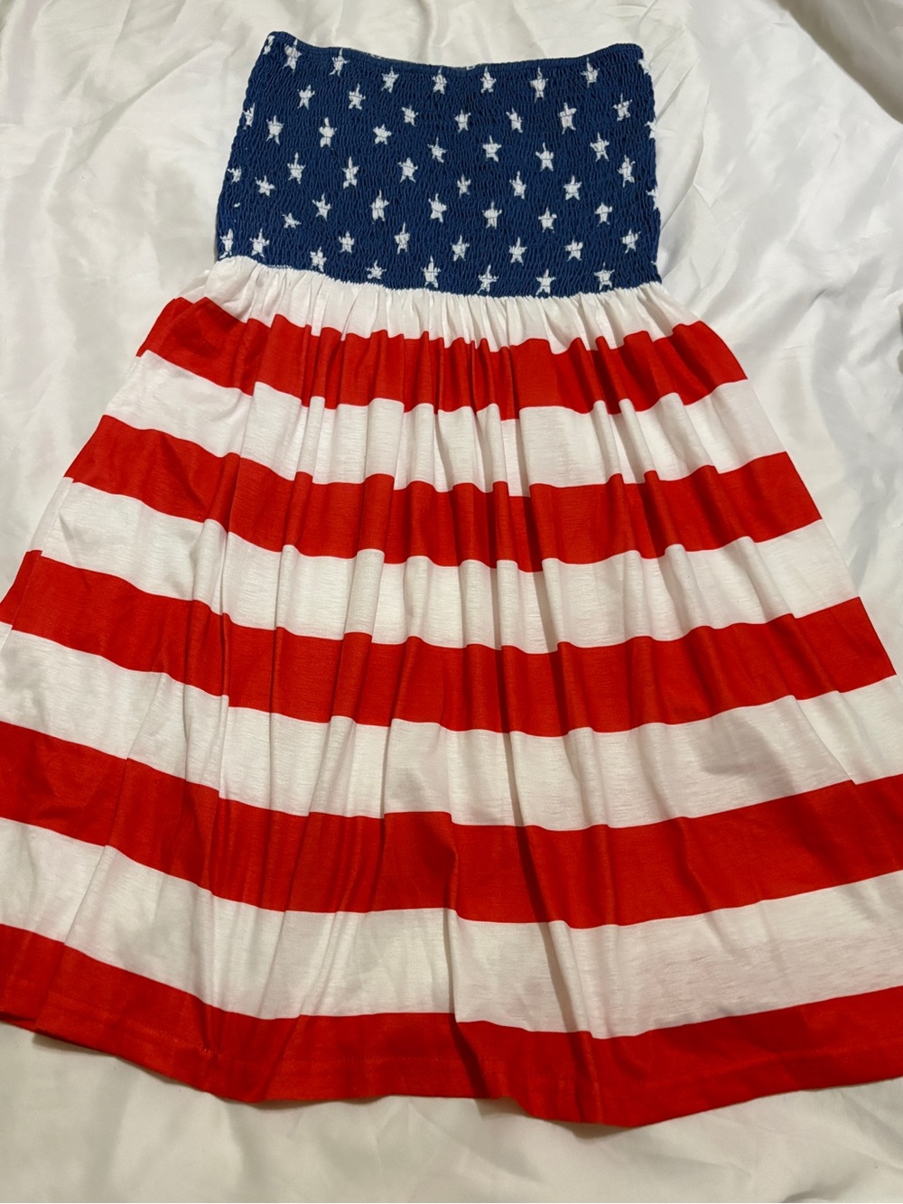 Blue & White Star Smocked Tube Dress